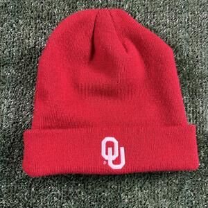 Red Beanie Hat with OU Embroidered Logo. New